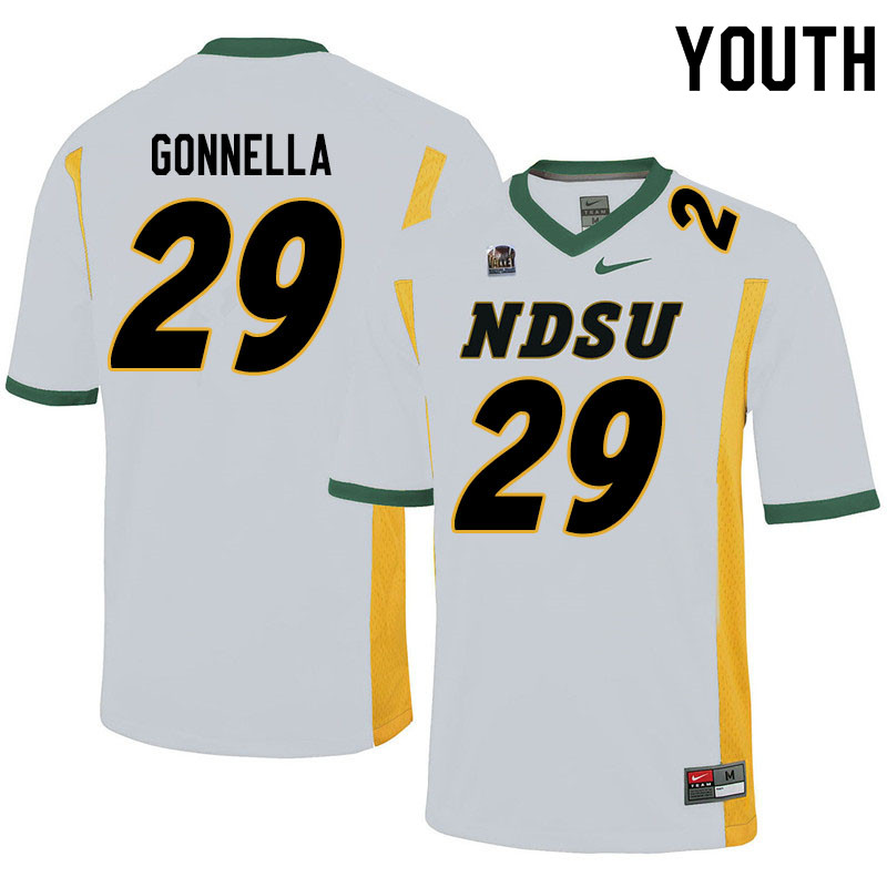 Youth #29 Dominic Gonnella North Dakota State Bison College Football Jerseys Sale-White - Click Image to Close